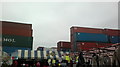 TQ4682 : View of containers in Bullmans Self Storage from Dagenham Market #2 by Robert Lamb