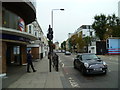 Looking along Warwick Road from the entrance to Earls Court Station