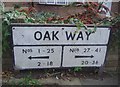 Street name with numbers on Oak Way, Southgate