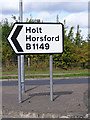 Roadsign on the B1149 Holt Road