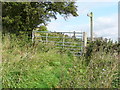 Gate and footpath signpost on Hebden Royd FP15