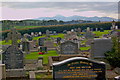 J4844 : Downpatrick - newer graveyard and Mountains of Mourne by Joseph Mischyshyn