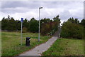 Approaching a footbridge over the A57