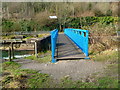 Across a river footbridge south of Cwmavon