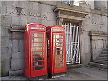 SW4730 : Penzance: phone boxes in Market Jew Street by Chris Downer
