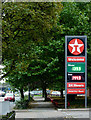 Fuel sign and trees in Owen Road, Willenhall, Walsall