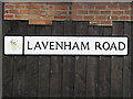 TM1444 : Lavenham Road sign by Geographer
