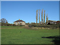 Houses above field near River Esk