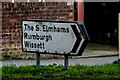 TM3877 : Roadsign on the A144 Norwich Road by Geographer