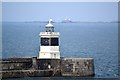 SH2584 : Breakwater Lighthouse and Skerries Lighthouse, viewed from P&O's Adonia, docked at the Anglesey Aluminium Jetty, Holyhead by Terry Robinson