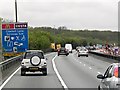 TQ4354 : Clockwise M25 Approaching Clacket Lane Services by David Dixon