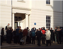 SP3166 : Unveiled: a blue plaque to Dr John Hitchman, Warwick Street, Leamington by Robin Stott