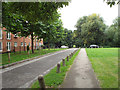 Path and road into Priory Park, Warwick