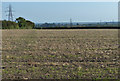 Power lines crossing farmland