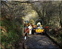 SK3268 : Repairing Harewood Road - east of Cathole Farm by Neil Theasby
