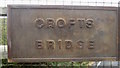 NY1031 : Name plaque on Crofts Bridge, Papcastle by Graham Robson