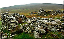 F6307 : Achill Island - Deserted Village - Cottage Ruins &  a Habitable Cottage in Distance by Joseph Mischyshyn
