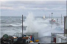 NU2232 : High water plus storm surge at Seahouses by Mike at Seahouses