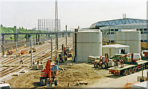 TQ2282 : North Pole Eurostar Depot, under construction 1992 by Ben Brooksbank