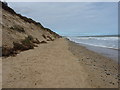 Dune edge and high tide at Newport