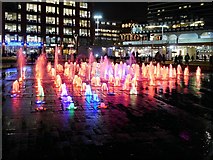 SJ8498 : Piccadilly Gardens Fountains at Christmas (3) by David Dixon