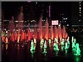 SJ8498 : Piccadilly Gardens Fountains at Christmas (6) by David Dixon