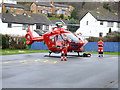 Air ambulance at Ysgol Glan Conwy