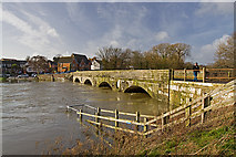 SZ1393 : Jan 2014: the flooded River Stour at the old Iford Bridge (4) by Mike Searle