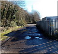 Puddles on a side road near Lime Kiln level crossing, Risca