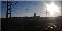 SE5703 : Low winter sun over Doncaster, from the train by Christopher Hilton