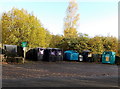 Recycling bins alongside Tregwilym Road, Rogerstone, Newport