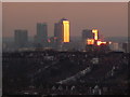 Canary Wharf: reflections of sunset