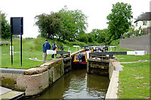 SO8459 : Boats in Hawford Bottom Lock, Worcestershire by Roger  D Kidd