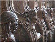 TL8741 : St. Gregory's Church, Sudbury - choir stalls (detail) by Mike Quinn