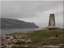 SH8182 : Penrhyn Bay: trig point atop Little Ormes Head by Chris Downer