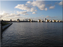 TQ4179 : Thames Barrier closed, downstream by Stephen Craven