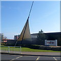 ST1974 : Large sail outside the Red Dragon Centre in Cardiff Bay by Jaggery