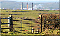 Field gate and power station chimneys, Islandmagee