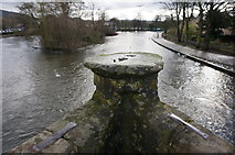 SK2168 : Plinth on Bakewell Bridge by Peter Barr