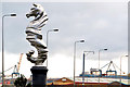 J3577 : Seahorse sculpture near Belfast harbour (1) by Albert Bridge