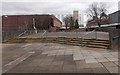 Wide steps at the southern edge of Cwmbran Shopping Centre