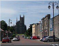 J4844 : View west past the former County Jail to Downpatrick Cathedral by Eric Jones