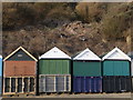SZ1191 : Boscombe: beach huts and goats by Chris Downer