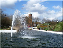 TQ3682 : Fountain in Mile End Park by Marathon