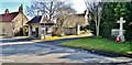 Telephone box, bus shelter and War Memorial, Letwell