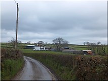 SX7792 : Farm buildings south of Cheriton Cross by David Smith