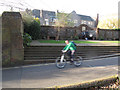 Cyclist on Abbey Mill Lane