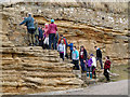 NJ1069 : Climbing steps at Burghead Harbour by Walter Baxter