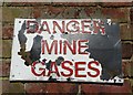 Danger sign on a former pithead building