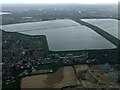 TQ0574 : Staines Reservoirs from the air by Thomas Nugent